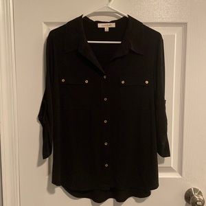 Black button up with gold buttons